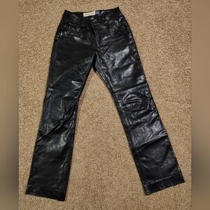 GAP Black Genuine Leather Straight Leg Boot Cut Jeans Pants Size 0